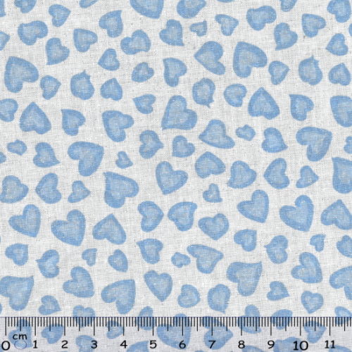 Tecido Algodão Coração Glitter Azul 1,60Mts.