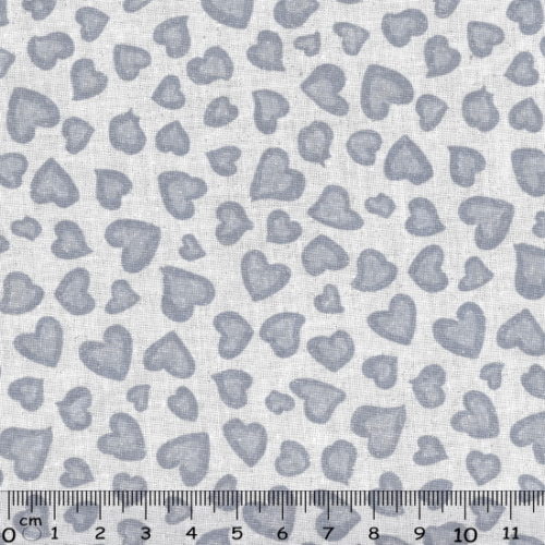 Tecido Algodão Coração Glitter Cinza 1,60Mts.