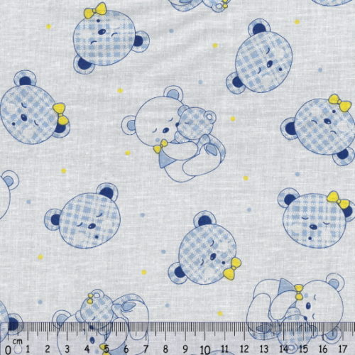 Tecido Algodão Orso Azul 1,60Mts.