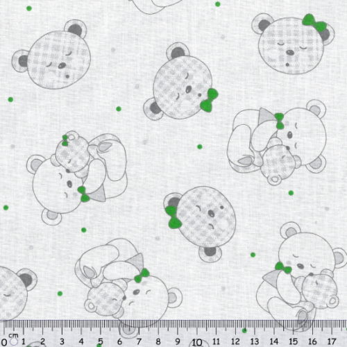 Tecido Algodão Orso Cinza 1,60Mts.