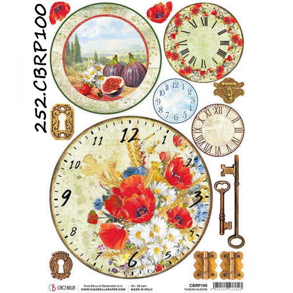 Papel Arroz Tuscan Clocks A-4