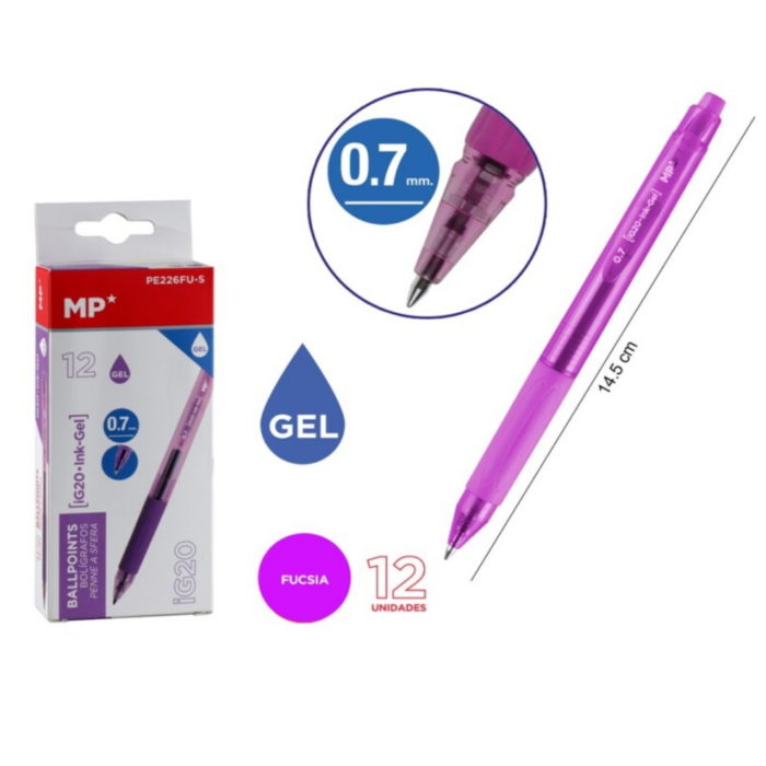 Esferográfica Gel Fuchia 0.7mm