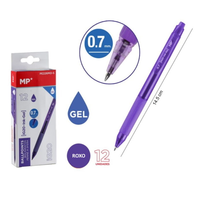 Esferográfica Gel Roxo 0.7mm