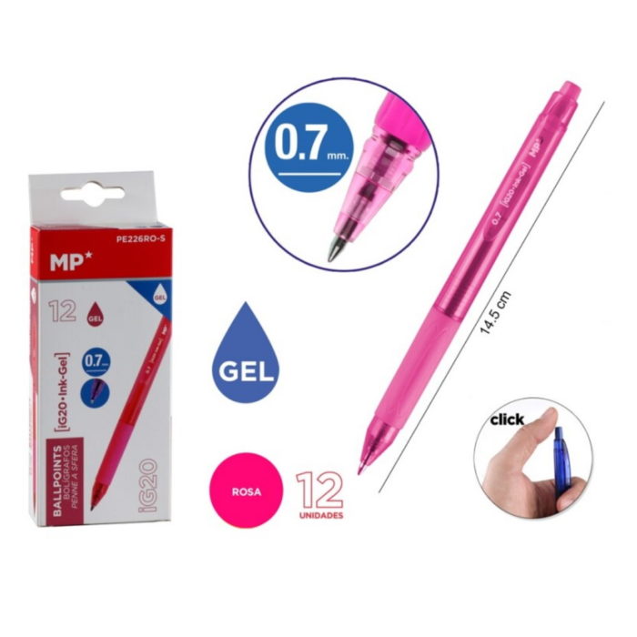 Esferográfica Gel Rosa 0.7mm