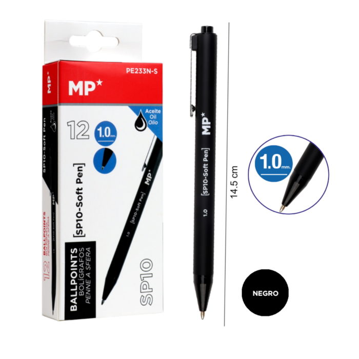 Esferográfica Óleo Preto 1mm