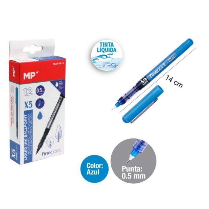 Esferográfica Tinta Líquida Azul 0.5mm