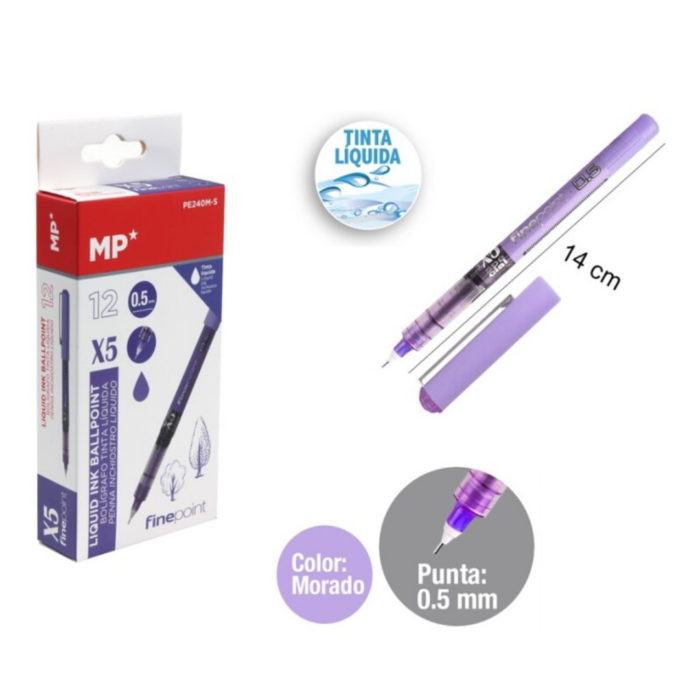 Esferográfica Tinta Líquida Roxo 0.5mm