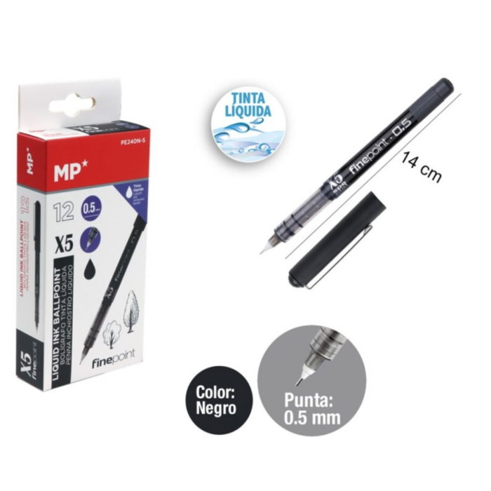 Esferográfica Tinta Líquida Negro 0.5mm