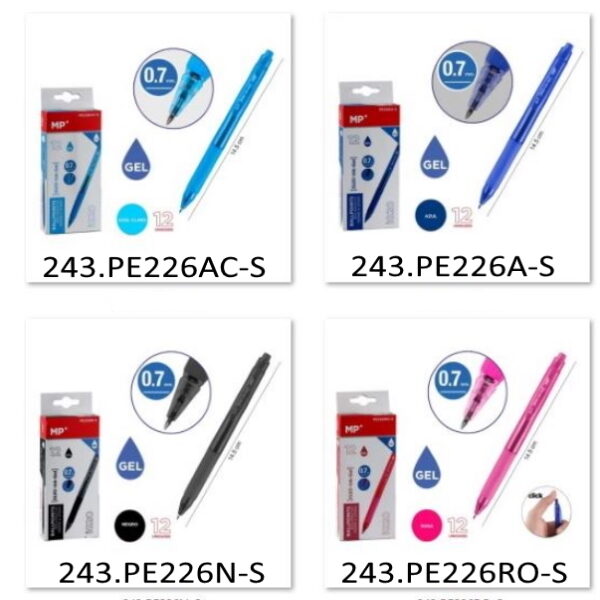 Esferográficas de Gel 0.7mm Expositor 226