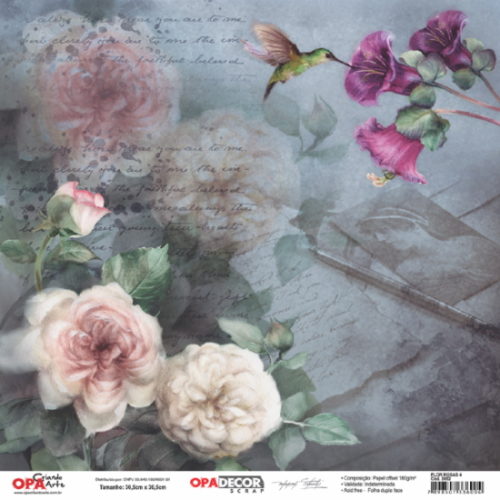 Papel Scrap Flor Rosas 4 305x305mm