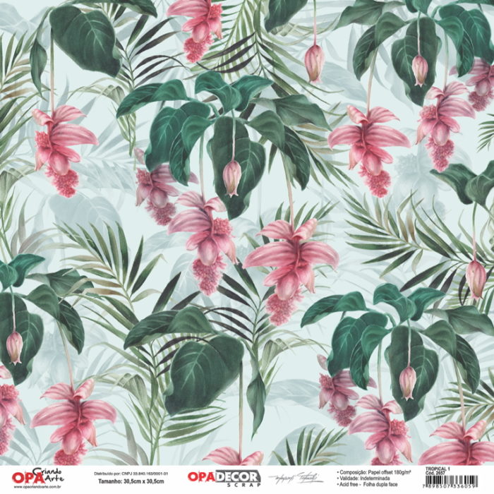 Papel Scrap Tropical 1  305x305mm