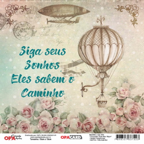 Papel Scrap Balões 3 150x150mm