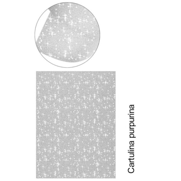 Cartolina Purpurina Prata A-4 Pack 25fls. 250gr.