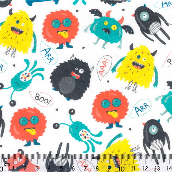 Tecido Algodão Funny Monster Multi 1,50Mts.