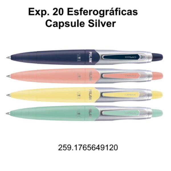 Esferográfica Capsule Silver Milan Exp. 20un.