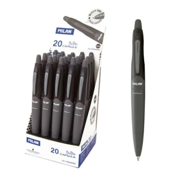 Esferográfica Capsule Ballpen Preto Milan Exp. 20un.
