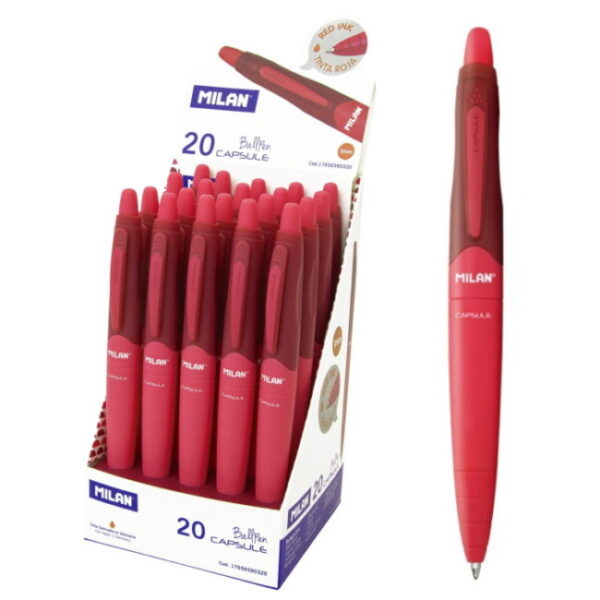 Esferográfica Capsule Ballpen Vermelho Milan Exp. 20un.