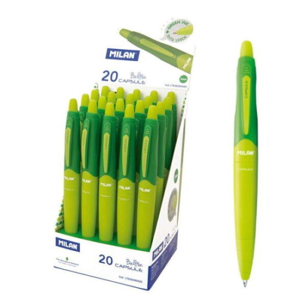Esferográfica Capsule Ballpen Verde Milan Exp. 20un.