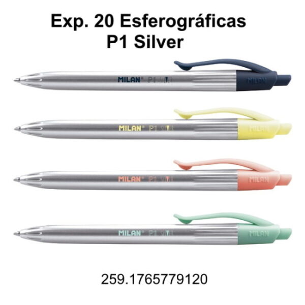 Esferográfica P1 Silver Milan Exp. 20un.