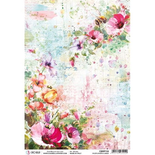Papel Arroz Wildflowers & Bees A-4