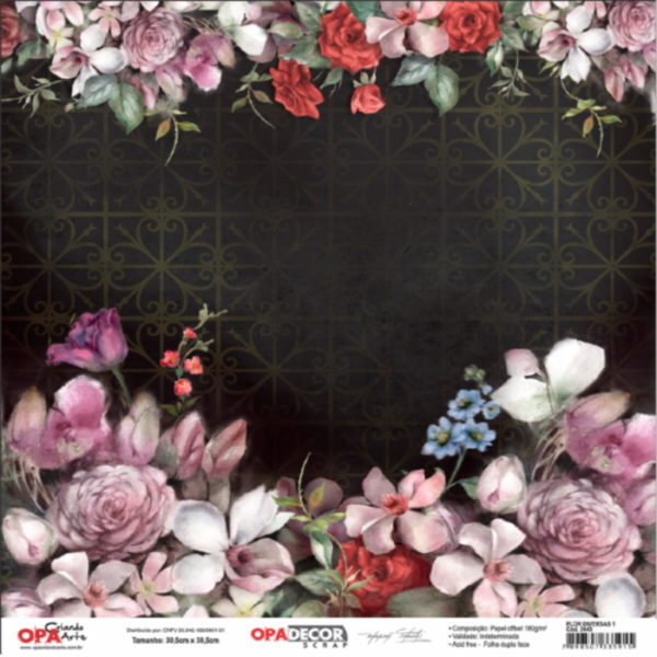 Papel Scrap Flores Diversas 1  305x305mm