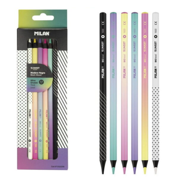 Lápis Cor Madeira Negra Milan 3.5mm  6un.
