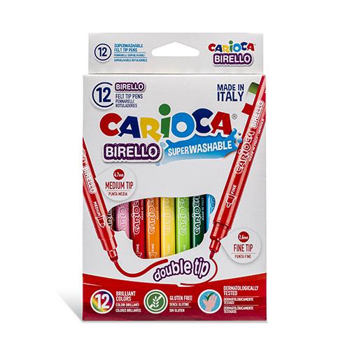 Marcador Carioca Birelo Ponta Dupla 12 Cores