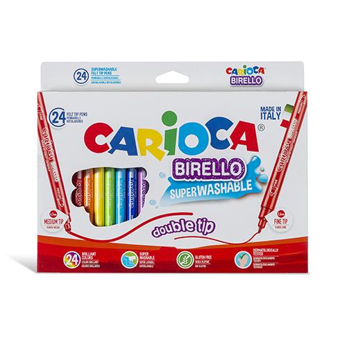 Marcador Carioca Birelo Ponta Dupla 24 Cores