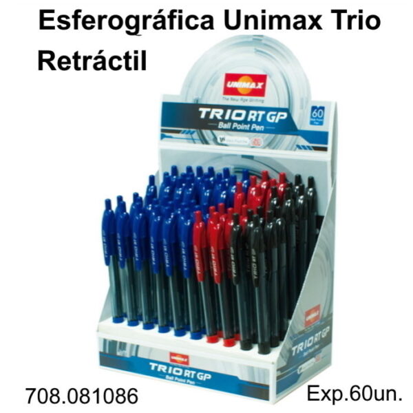 Esferográfica Unimax Trio Rectrátil Exp.60un.
