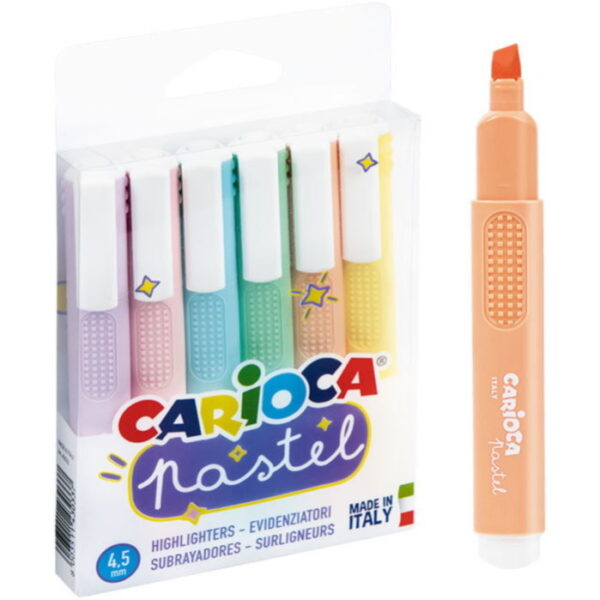 Marcador Fluorescente Carioca Pastel c/ 6 Cores