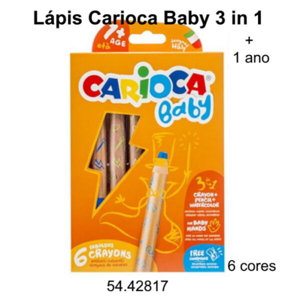 Lápis Cera Carioca 3 em 1 -  6 Cores