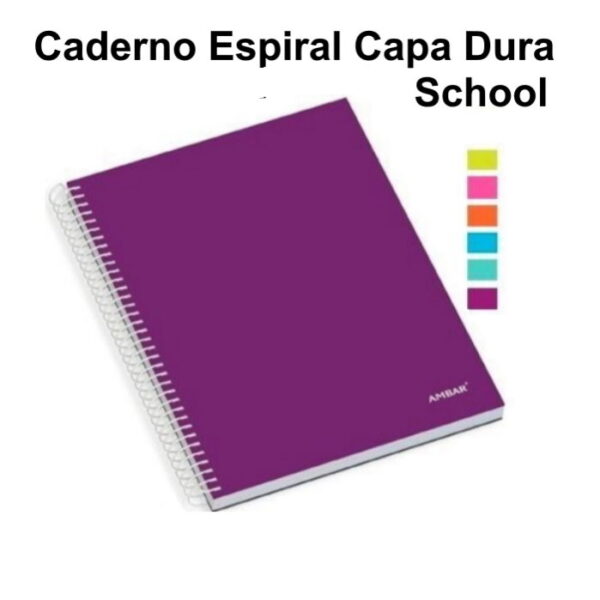 Caderno Espiral Ambar School A4 Capa Dura Quadriculado 120fls.