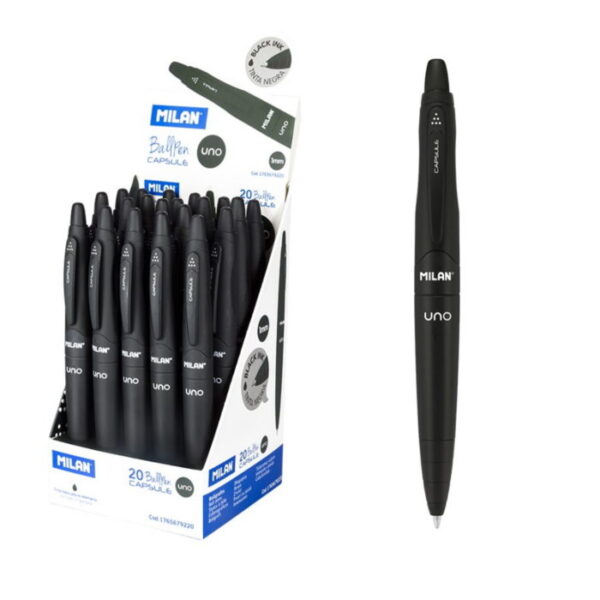 Esferográfica Capsule Ballpen Preto Milan 1mm Exp. 20un.