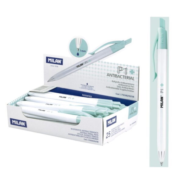 Esferográficas P1 Antibactéria Azul 1mm Milan Exp. 25un.