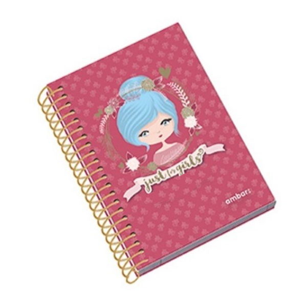 Caderno Espiral Ambar A5 Pautado Just 4 Girls 80fls.