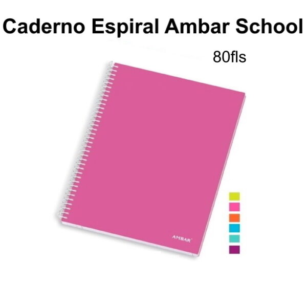 Caderno Espiral Ambar School A4 Quadriculado 80fls.
