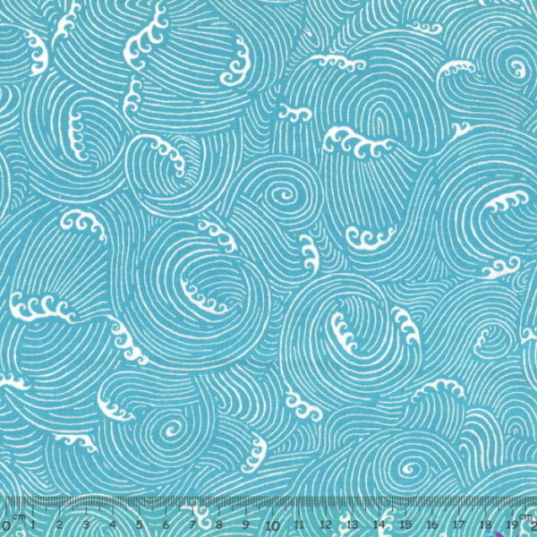 Tecido Algodão Ondas Turquesa 1,60Mts.
