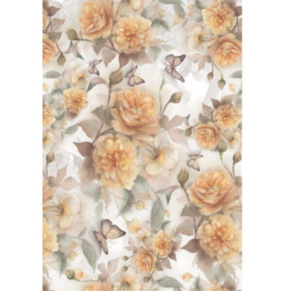 Papel Decoupage Flores Rosas Amarelas 30X45