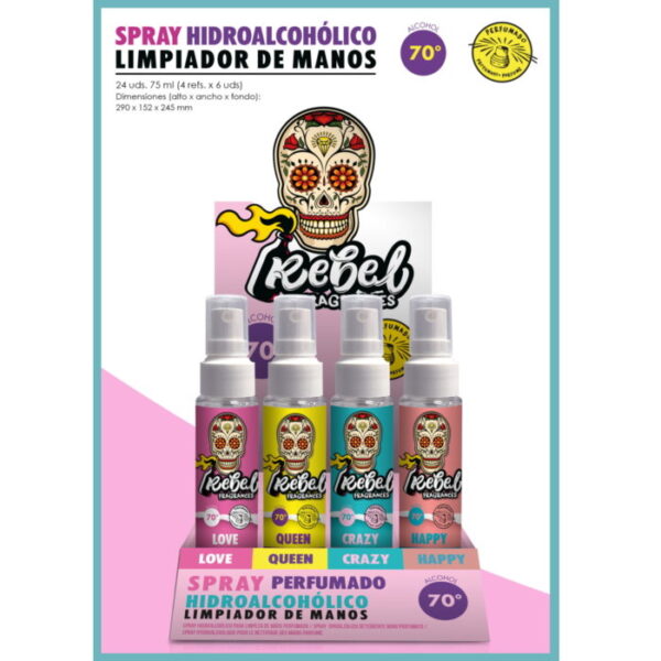 Spray Perfumado Hidroalcoólico Limpador de Mãos Exp. 24un. 75ml.