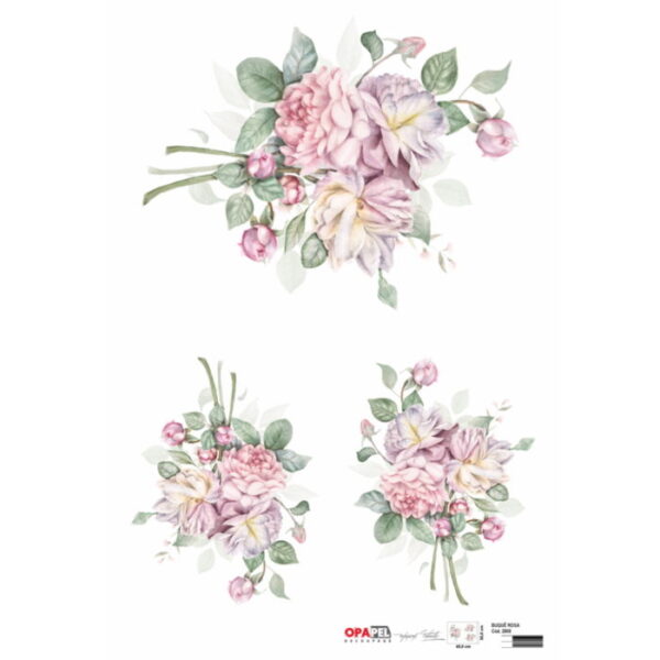 Papel Decoupage Buquê Rosa 30X45