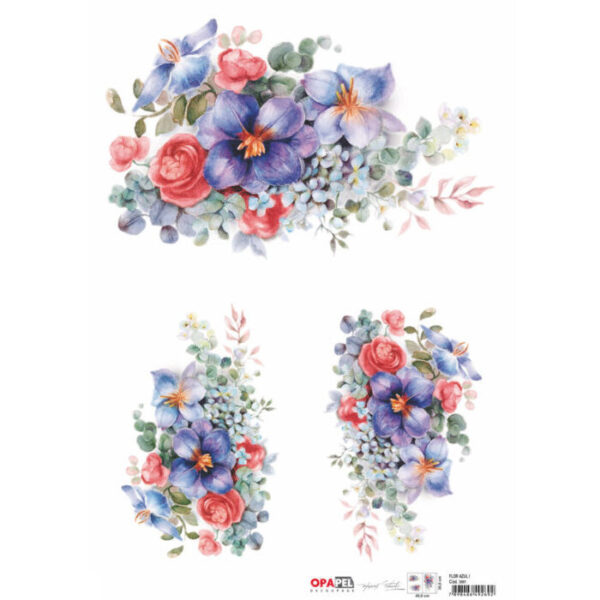 Papel Decoupage Flor Azul I 30X45