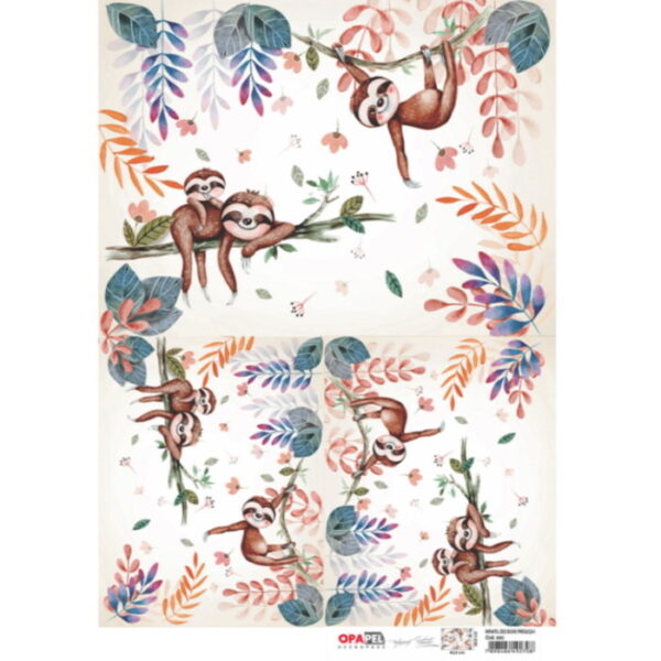 Papel Decoupage Zoo Preguiça 30X45