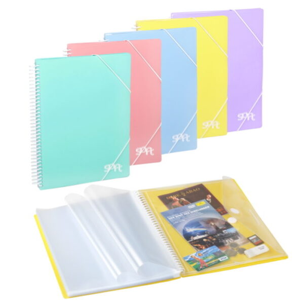 Pasta PP Argolas c/20 Micas e Envelope Sortido