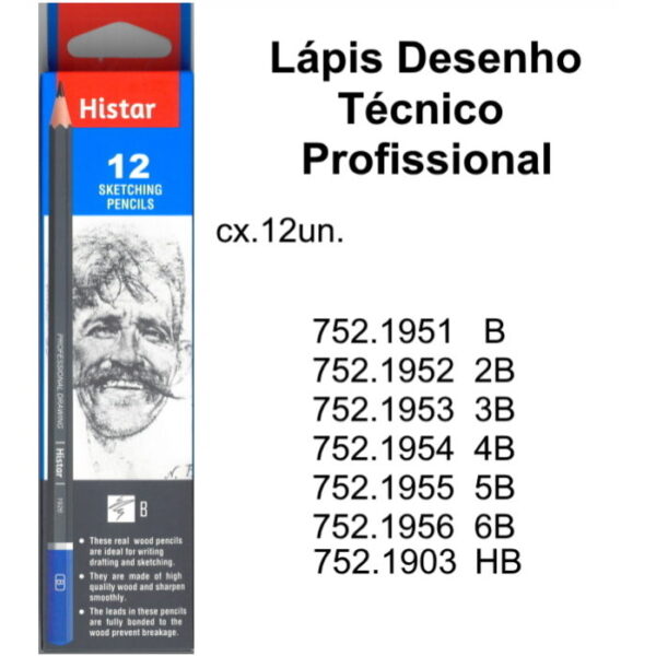 Lápis Desenho Técnico Cx.12un.