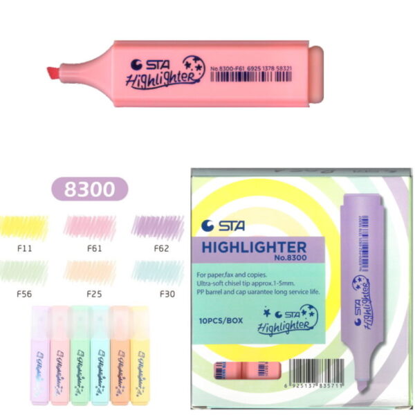 Marcador Fluorescente Pastel STA