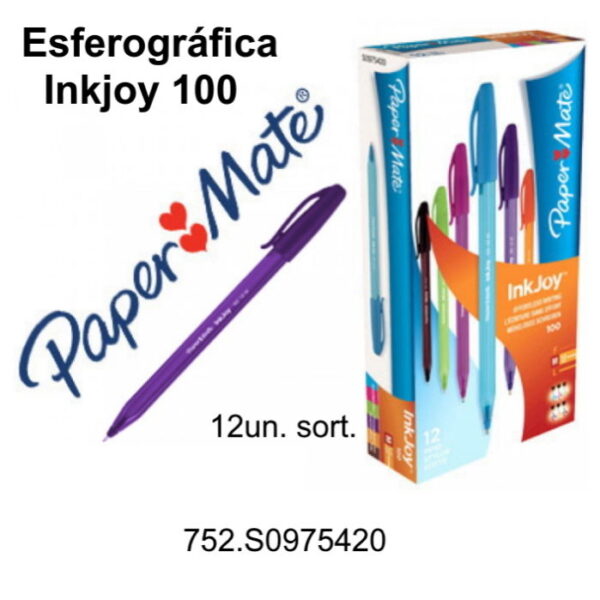 Esferográfica Paper Mate Inkjoy Cores Sortidas 1.0mm cx.12un.