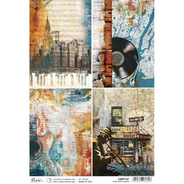 Papel Arroz Blue Note Cards A-4
