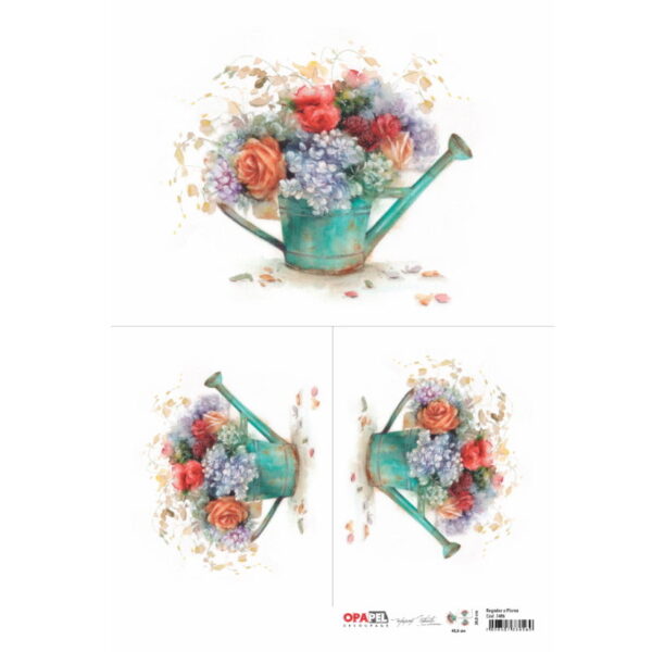 Papel Decoupage Regador e Flores  30X45