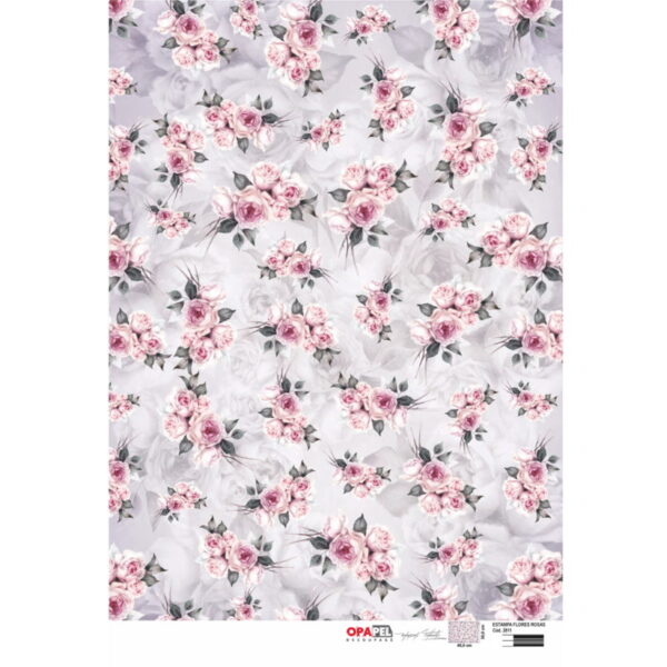 Papel Decoupage Flores Rosas 30X45