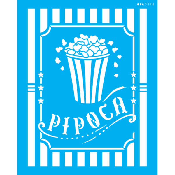 Stencil Opa 20X25 Culinária Pipoca